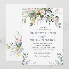 Elegante Eukalyptus Blush Rose Hochzeit Einladung