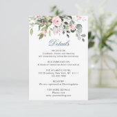 Elegante Eukalyptus Blush Rose Hochzeitdetails Begleitkarte (Stehend Vorderseite)