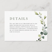 Elegante Eukalyptus Bohemisch Wedding Begleitkarte (Vorderseite)