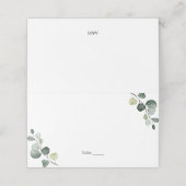 Elegante Eukalyptus Botanische Aquarellfarben-Plat Platzkarte (Außenseite Aufgefaltet)