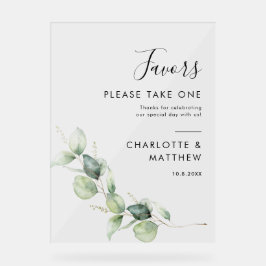 Elegante Eukalyptus Botanische Gastgeschenke Hochz Acrylschild