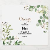 Elegante Eukalyptus Brautparty Piazza della Riform Schaumweinetikett (Einzelnes Label)