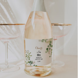 Elegante Eukalyptus Brautparty Piazza della Riform Schaumweinetikett