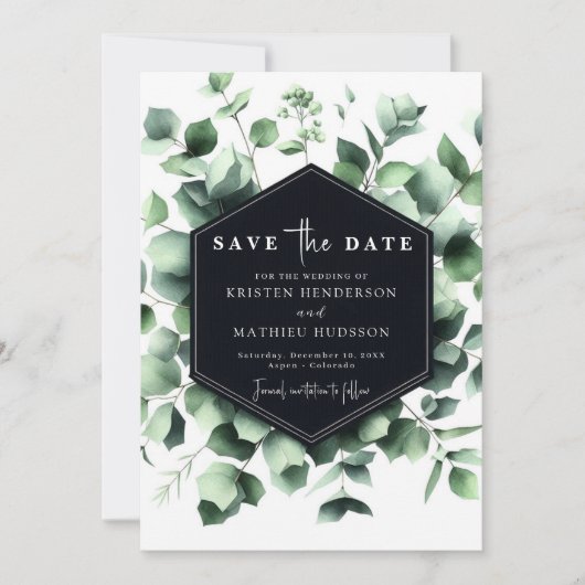 Elegante Eukalyptus Digitale Hochzeit Save The Date (Vorderseite)
