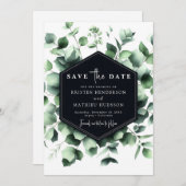 Elegante Eukalyptus Digitale Hochzeit Save The Date (Vorne/Hinten)