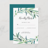 Elegante Eukalyptus floral Aquarellkarten RSVP (Vorne/Hinten)
