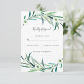 Elegante Eukalyptus floral Aquarellkarten RSVP (Stehend Vorderseite)