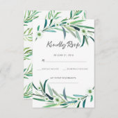 Elegante Eukalyptus floral Aquarellkarten RSVP (Vorne/Hinten)