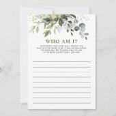 Elegante Eukalyptus Floral Brautparty Game Card Einladung (Vorderseite)
