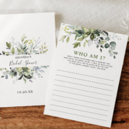 Elegante Eukalyptus Floral Brautparty Game Card Einladung
