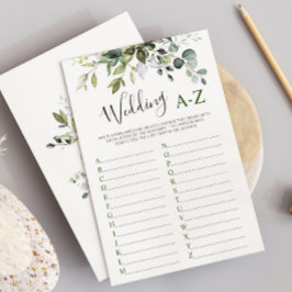 Elegante Eukalyptus Floral Brautparty Game Card Einladung