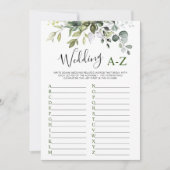 Elegante Eukalyptus Floral Brautparty Game Card Einladung (Vorderseite)