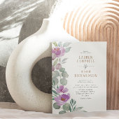 Elegante Eukalyptus floral Grün & Rosa Hochzeit Einladung