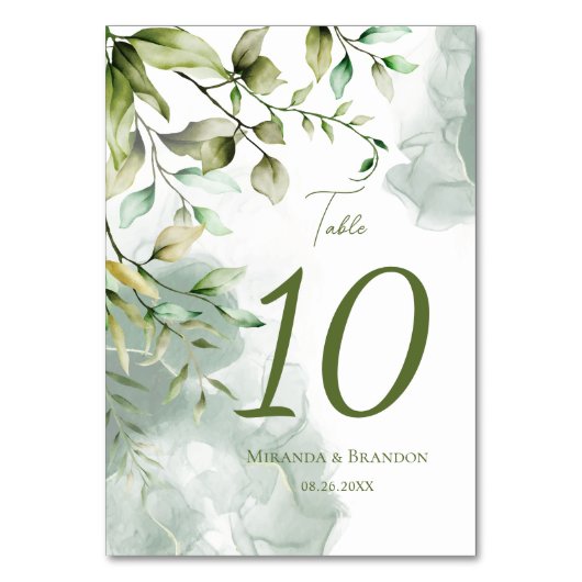 Elegante Eukalyptus Foliage Botanische Hochzeit Tischnummer (Rückseite)