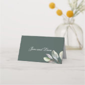 Elegante Eukalyptus-gefaltete Platzkarte (Rückseite)