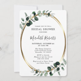 Elegante Eukalyptus Golden Foil Brautparty Einladu Einladung
