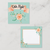 Elegante Eukalyptus Green Peach Date Night Card Quadratische Visitenkarte (Vorne/Hinten)