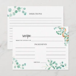 Elegante Eukalyptus Green Peach Wedding Recipe Kar Mitteilungskarte
