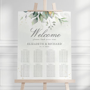 Elegante Eukalyptus Greenerity Hochzeitsstichtabel Poster