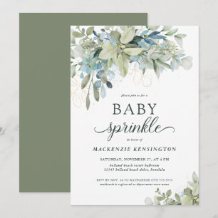 Elegante Eukalyptus-Grün-Baby-Sprinkle Einladung