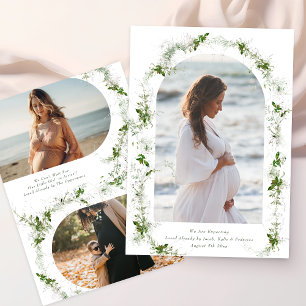 elegante Eukalyptus-Grün-Bogen-Foto-Baby-Schwanger Ankündigung