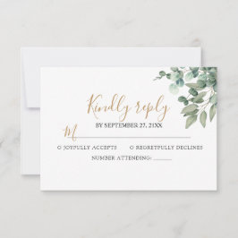 Elegante Eukalyptus-Grün-Hochzeit RSVP Karte