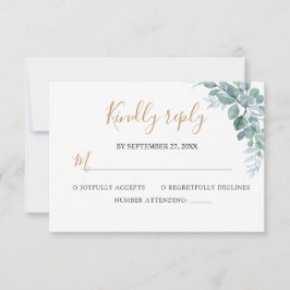 Elegante Eukalyptus-Grün-Hochzeit RSVP Karte