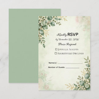 Elegante Eukalyptus-Grün-Hochzeits-RSVP-Karte RSVP Karte
