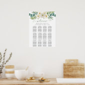 Elegante Eukalyptus-Grün-Hochzeits-Sitzplan Poster (Küche)