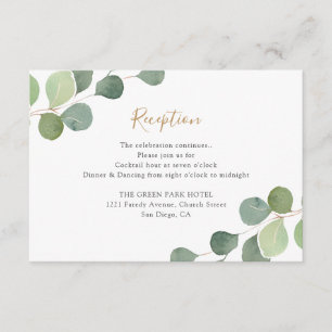 Elegante Eukalyptus-Grün-Hochzeitsempfang Begleitkarte