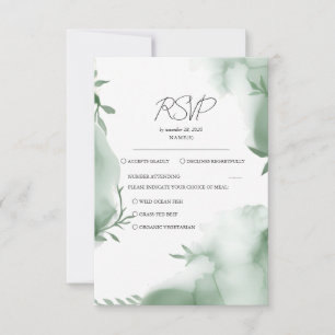 Elegante Eukalyptus-Grün-Wasserfarben-Hochzeit RSVP Karte