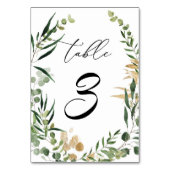 Elegante Eukalyptus-Grüne Goldfolie-Tischnummer Tischnummer (Vorderseite)