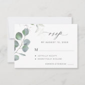 Elegante Eukalyptus-Grüne Hochzeit RSVP Karte (Vorderseite)