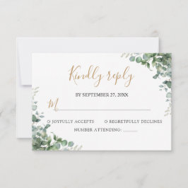 Elegante Eukalyptus-Grünzeug-Hochzeit RSVP Karte