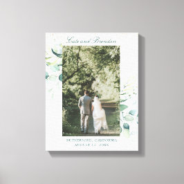 Elegante Eukalyptus-Grünzeug-Hochzeitsfoto Leinwanddruck