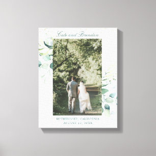 Elegante Eukalyptus-Grünzeug-Hochzeitsfoto Leinwanddruck