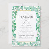 Elegante Eukalyptus-Hochzeit in Urlaubsort Einladung (Vorderseite)