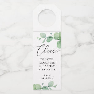 Elegante Eukalyptus-Hochzeit   Prost auf das Liebe Flaschenanhänger