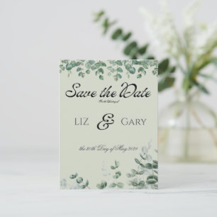 Elegante Eukalyptus-Hochzeit Save the Date Postkarte