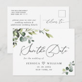 Elegante Eukalyptus-Hochzeit Speichern Sie das Dat Postkarte (Vorne/Hinten)