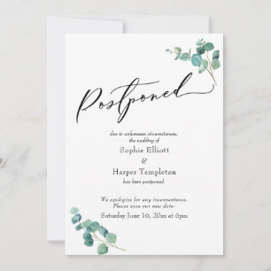 Elegante Eukalyptus-Hochzeitsanzeige verschoben Einladung