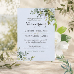 Elegante Eukalyptus-Hochzeitseinladung   Salbeigrü Einladung