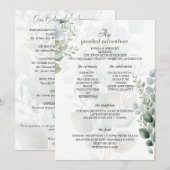 Elegante Eukalyptus-Hochzeitsprogramm-Itinerary-Ka Programm (Vorne/Hinten)