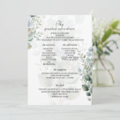 Elegante Eukalyptus-Hochzeitsprogramm-Itinerary-Ka Programm (Stehend Vorderseite)