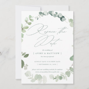 Elegante Eukalyptus-Hochzeitstag Merken Ankündigung