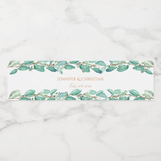 Elegante Eukalyptus Kranz Wasserflaschenetikett (Einzelnes Label)