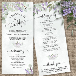 Elegante Eukalyptus & Lavender Watercolor Wedding Programm