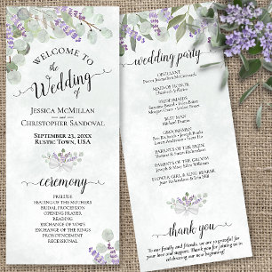 Elegante Eukalyptus & Lavender Watercolor Wedding Programm