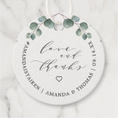 Elegante Eukalyptus-Liebe & Dank Monogram Geschenkanhänger (Vorderseite)