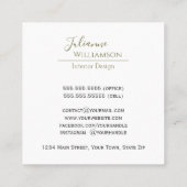 Elegante Eukalyptus & Pine Sage Green & Gold Quadratische Visitenkarte (Rückseite)